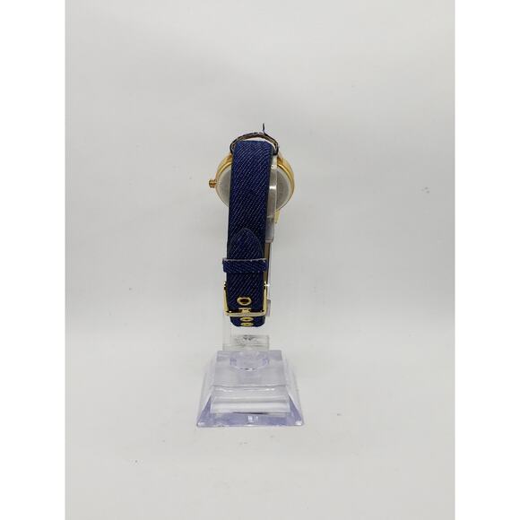 Vivani WAC5341KL 0520. Blue face with gold accents, denim blue band. main image 6